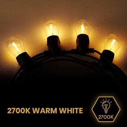 Groverdi LED Festoon Lights, 30M 30 Bulbs Christmas String Lights Outdoor Waterproof IP65 Strip Hanging Bulbs for Wedding Party Garden Easter S14 1W LED Bulb Kit