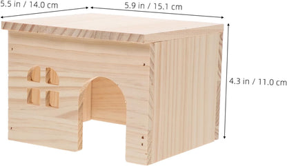 TOYANDONA Hamster Hiding and Feeding Platform Natural with Integrated Feeding Watering Areas Escape Design for Hamsters Chinchillas and Small Pets