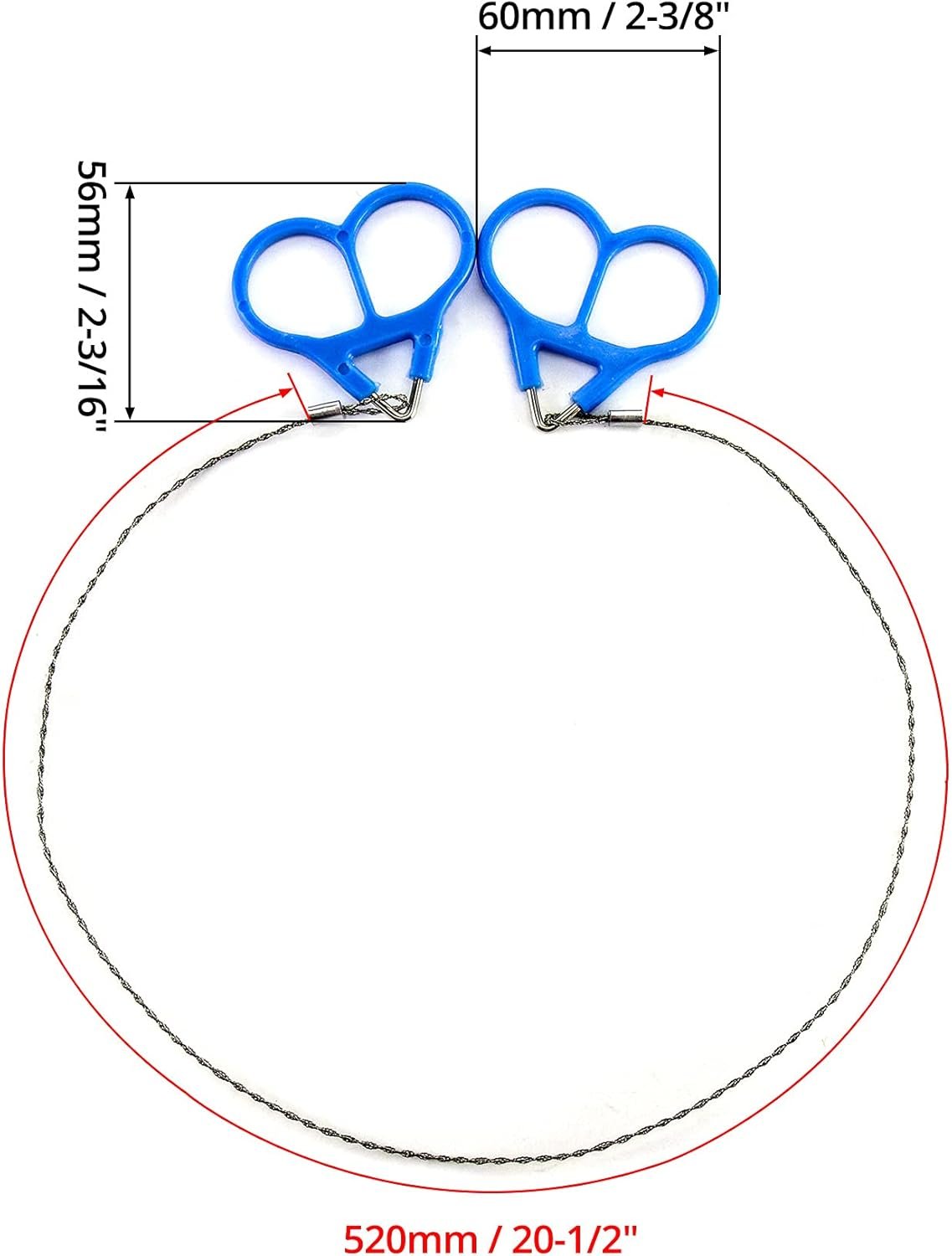 QWORK Wire Saw, 4 Pack 20" Stainless Steel Serrated Cutting Cable, Emergency Chainsaw Survival Kit Outdoor Tools for Trees Cutting, Backpacking Gear, Camping, Hunting, Hiking