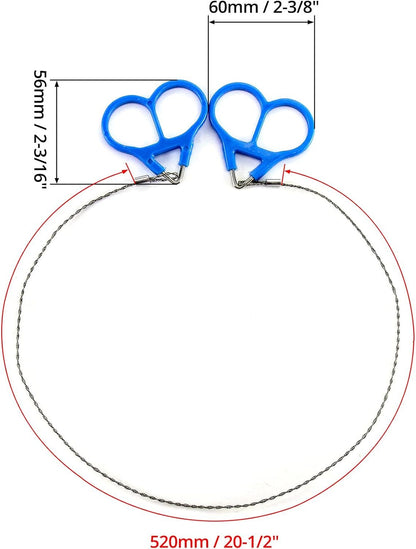 QWORK Wire Saw, 4 Pack 20" Stainless Steel Serrated Cutting Cable, Emergency Chainsaw Survival Kit Outdoor Tools for Trees Cutting, Backpacking Gear, Camping, Hunting, Hiking