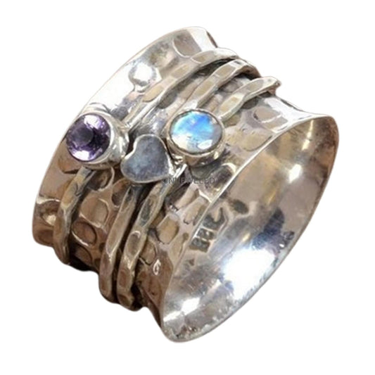 925 Sterling Silver Spinner Ring, Spin Ring, Meditation, Yoga, Chunky, Worry, Anxiety Ring for Women and Girls Gift