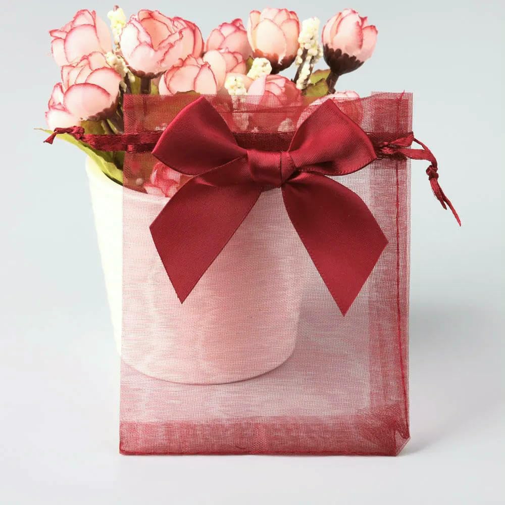 10/20/50pcs/lot Organza Gift Bag Bowknot Christmas Party Wedding Candy Bags Exquisite Jewelry Packing Drawstring Pouch
