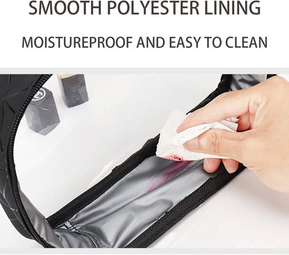 Ginojex Toiletry Bag Clear Cosmetic Organizer Travel Portable Makeup Bag TSA Airport Carry-On Storage Pouch for Women Men (Black)