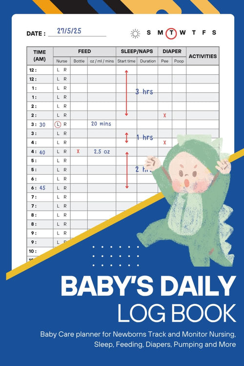 Baby's Daily Log Book: Baby Care planner for Newborns Track and Monitor Nursing, Sleep, Feeding, Diapers, Pumping and More