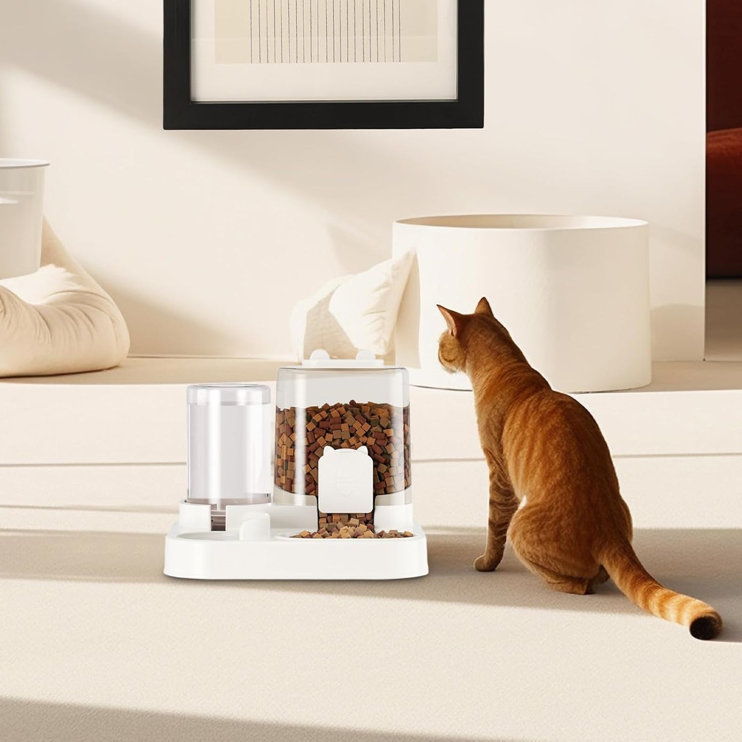 Pet Water Feeder, Automatic Feeder and Watering, Cats Water Dispenser, 2-in-1 Automatic Feeding and Watering Station, 1.8L Capacity, Gravitys Based for Dog, Cats