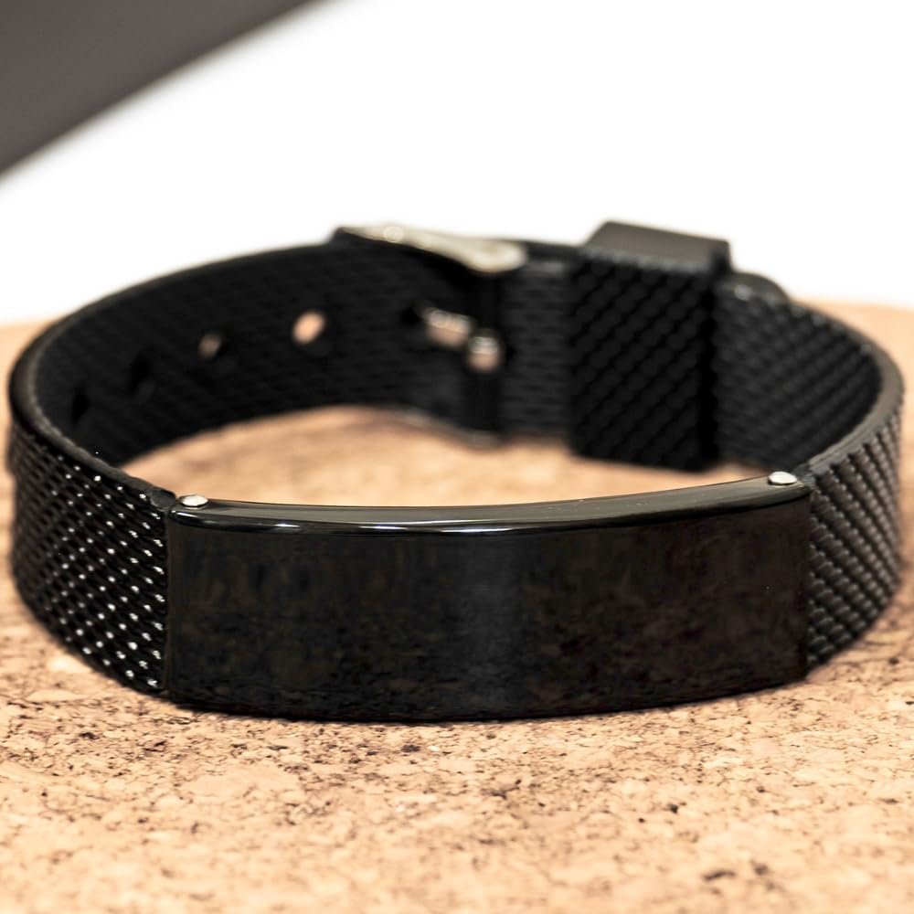 Black Shark Mesh Bracelet for Health and Safety Engineer: Wrestling with a Pig in the Mud - Perfect Idea Gifts for Birthday or Graduation, Inspirational and Unique Design, Stainless Steel, no gemstone