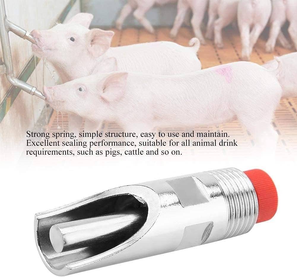 Water Nipple, 5Pcs Stainless Steel Automatic Drinking Feeder Red Duckbilled Poultry Watering System for Piglets Small Farm Animal Supplies