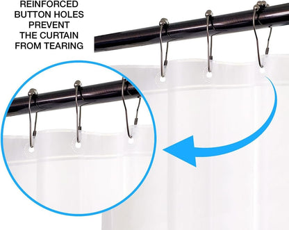Splash Home Peva 4G Baleen Curtain Liner Design for Bathroom Showers and Bathtubs Free of PVC Chlorine and Chemical Smell-Eco-Friendly-100% Waterproof, 72 X 70 inch-Hazel, 70 x 72 Inch, Aqua