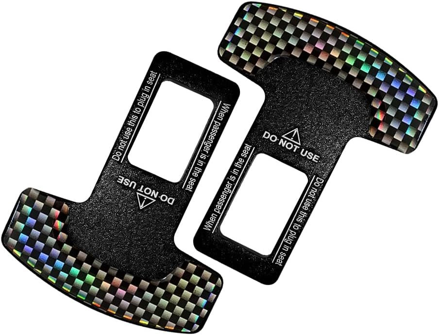 Seat Belt Clip, 2 Pack Metal Car Seat Belt Plugs, Alarm Stoppers for Car Seat Belt Buckles, Universal Auto Metal Car Interior Accessories (Carbon Fiber)