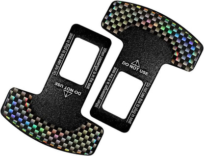 Seat Belt Clip, 2 Pack Metal Car Seat Belt Plugs, Alarm Stoppers for Car Seat Belt Buckles, Universal Auto Metal Car Interior Accessories (Carbon Fiber)
