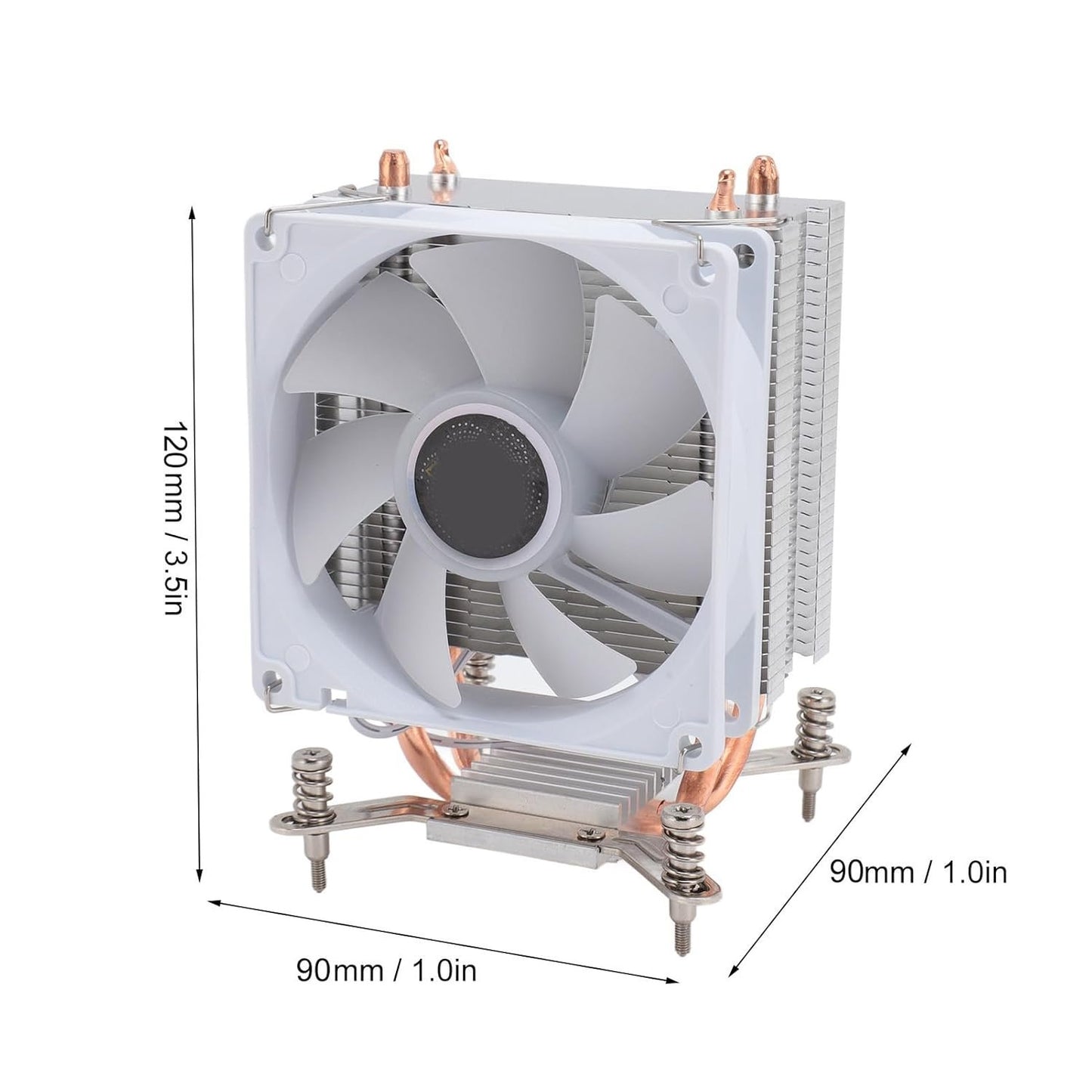 SPYMINNPOO CPU Cooler, Single Fan 90mm 2 Heat Pipes 3 Wire Computer CPU Cooling Fans Hydraulic for 775 1150 1151