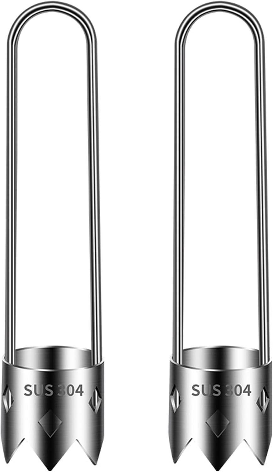 Utensile per togliere il torsolo di frutta, 2 pezzi con lama robusta Acciaio inossidabile 304 Utensile per togliere il torsolo di peperone con manico rotondo Gadget da cucina compatti e appendibili St