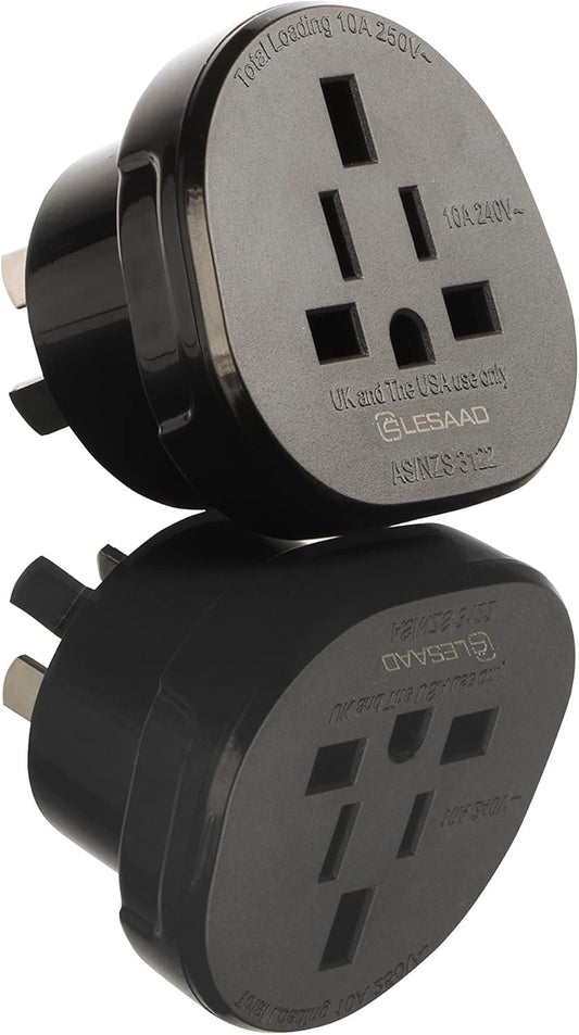 LESAAD Universal Travel Adapter (Pack of 1) - Black UK/CA/JP & US to Australian Power Adaptor - SAA Approved Type I Grounded Output with Universal Input for use in AU/NZ