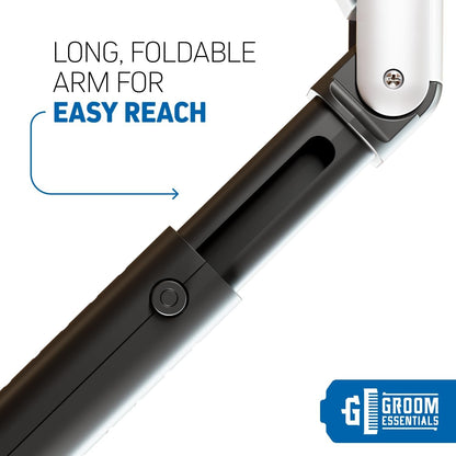 Groom Essentials Electric Back Shaver for Men | 150° Extension, Extendable Handle, Multi-Functional Shaver for Back | Travel-Friendly, Foldable Design (Rechargeable, Extended)