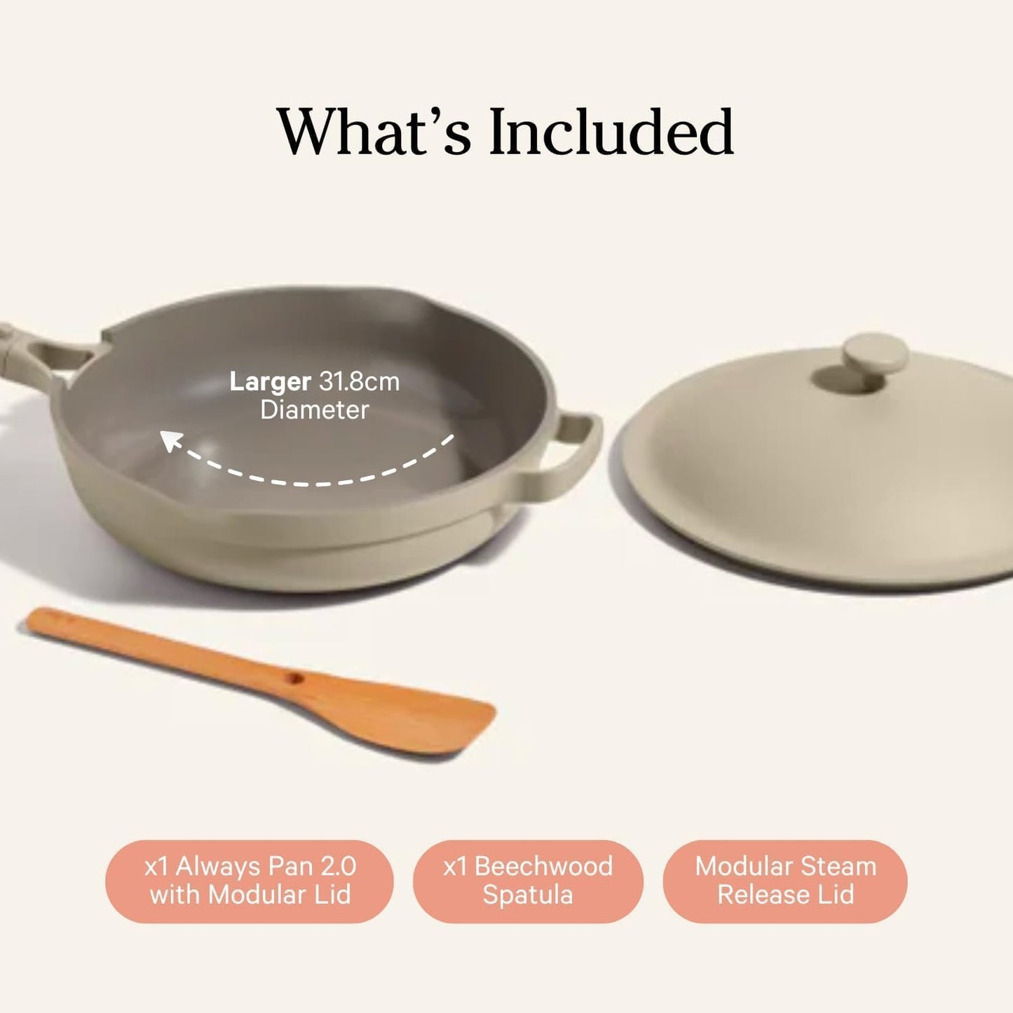 Our Place Large Always Pan 2.0-32cm (3.8L) Nonstick, Toxin-Free Ceramic Cookware | Patented 10-in-1 Aluminum Frying & Sauté Pan | Safe for Oven, Induction & All Cooktops up to 232°C | Steam