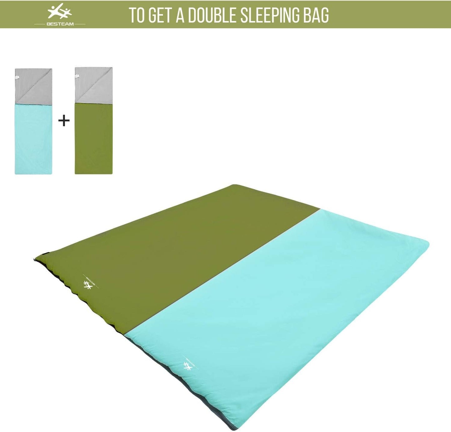 BESTEAM Ultra-Light Warm Weather Envelope Sleeping Bag, Outdoor Camping, Backpacking & Hiking - Fit for Kids, Teens and Adults