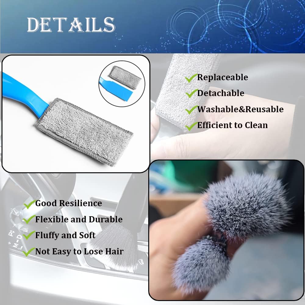 Smeyta Double Head Brush for Car Cleaning, Detailing Interior and Exterior - Soft Bristles (Black, 1 Pack)