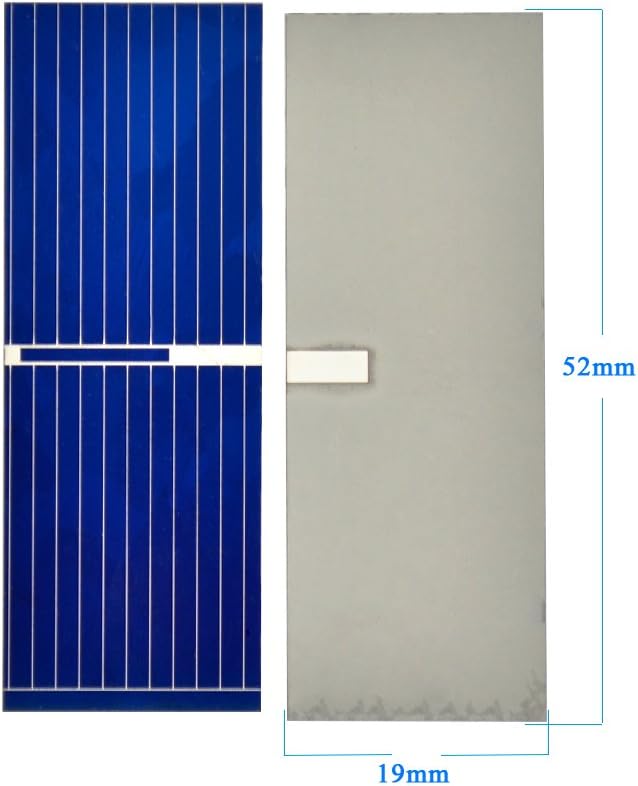 Aoshike 100pcs 0.5 V Micro Mini Solar Cell for Solar Panel 52 x 19mm/2 x 3/4 inches Polycrystalline Silicon Photovoltaic Solar Cells Sun Power for DIY Cell Phone Charger