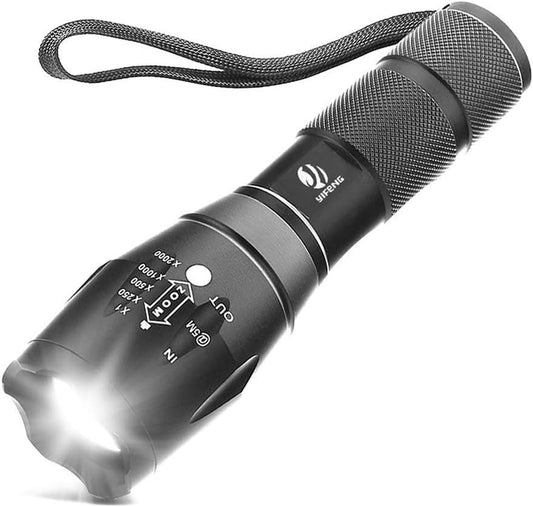 yIFeNG Tactical Flashlight, XML T6 Ultra Bright LED Flashlight with Adjustable Focus and 5 Light Modes for Camping Hiking Emergency (1 Pack)