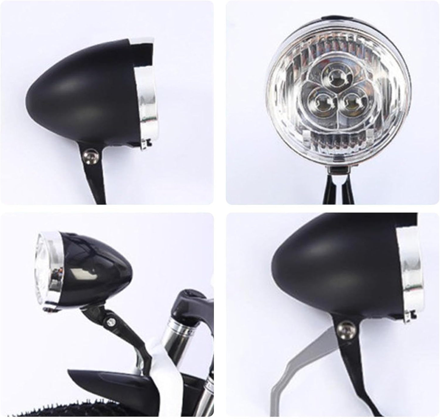 Bikes Front Light, Three Led Bulbs, 2.95+2.72in Riding Illumination Gear, Rechargeable Lighting Accessory, Retro Classic Headlight for Night Trips, Cycling, Outdoor Travel, Safety