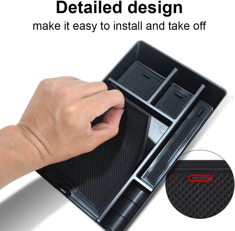 BestEvMod for Ioniq5 Armrest Storage Box Center Console Organizer Tray Interior Accessories with Rubber Black Trim Compatible with Hyundai Ioniq 5 2022-2025 Accessories(V1)