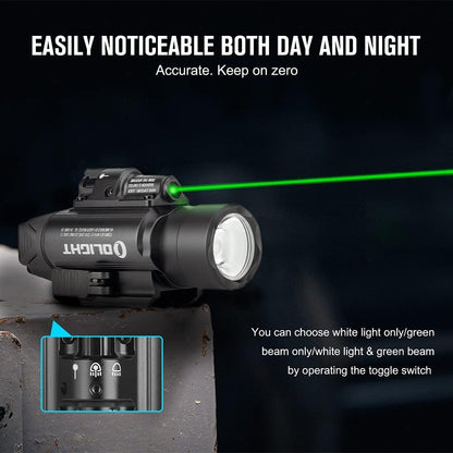 OLIGHT Baldr Pro 1350 Lumens Tactical Flashlight, Ultra Bright Light with Green Beam and White LED Combo, Compatible with 1913 or GL Rail, Light Powered by Batteries (BK)