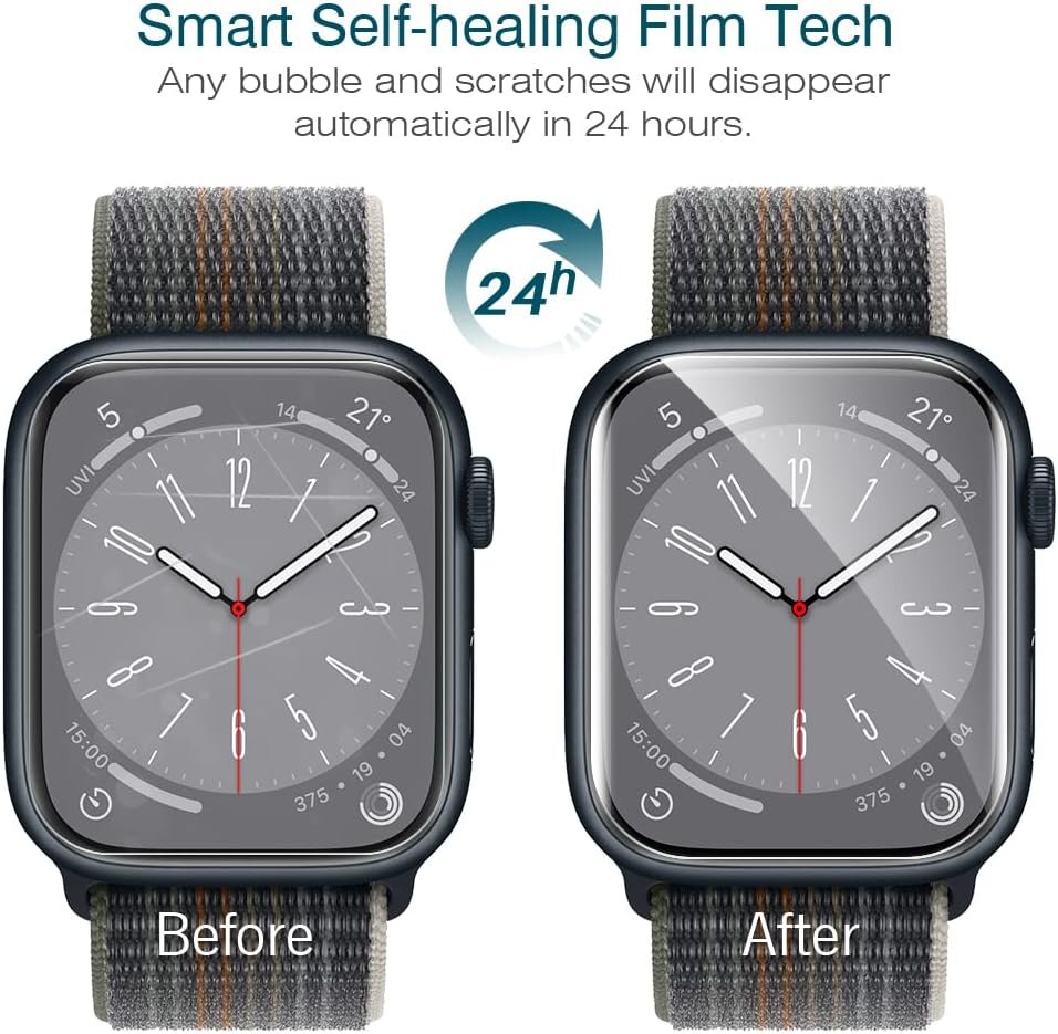 LK 6 Pack Screen Protector for Apple Watch Series SE/6/5/4/SE 2022 40mm, Apple Watch Series 9/8/7 41mm Screen Protector, Max Coverage, Bubble-Free, Anti-Scratch, iWatch 40mm Flexible TPU Clear Film