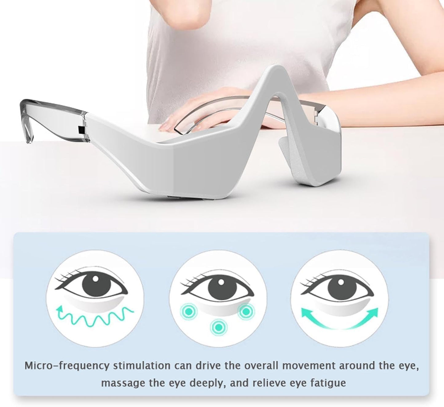Eyelift Device, Puffy Eye Bags In 21 Days, Eye Bag Remover Glasses for Remove Dark Circles, Puffy Eyes, Relax Eyes Strain (White)