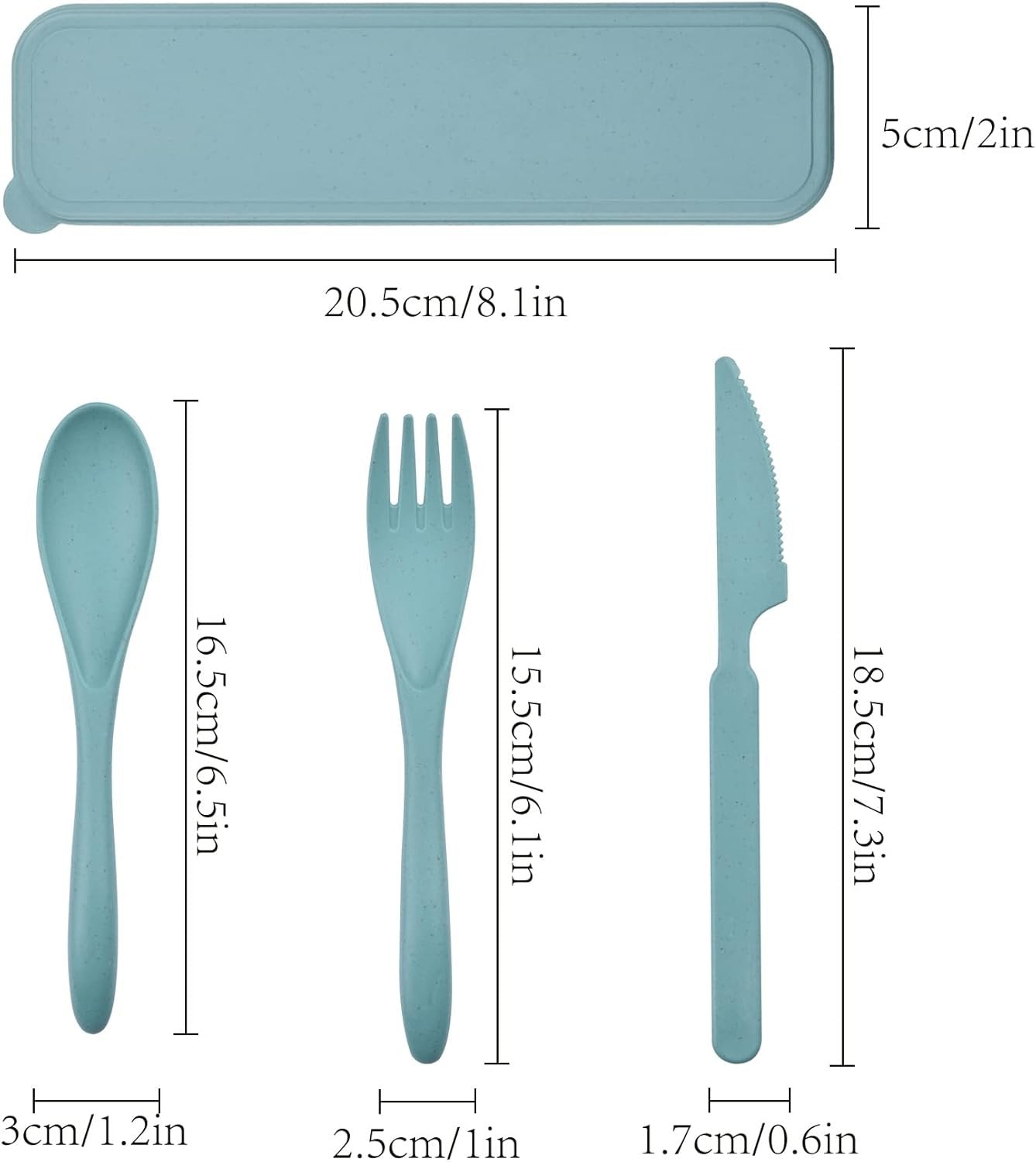 2 Sets Reusable Utensil Set with Case, Portable Camping Fork Knife Spoon Set, Wheat Straw Travel Utensils
