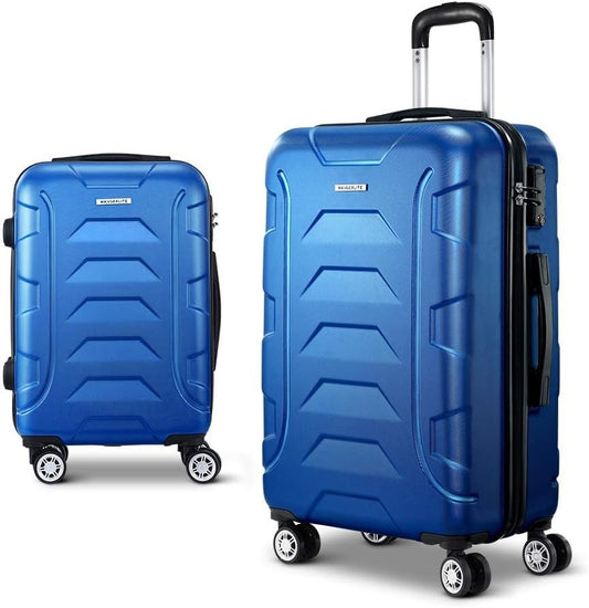 Wanderlite 2-Piece Luggage Set (55cm & 75cm), ABS Hard Shell Suitcases with TSA Lock, 360Â° Dual Spinner Wheels - Blue