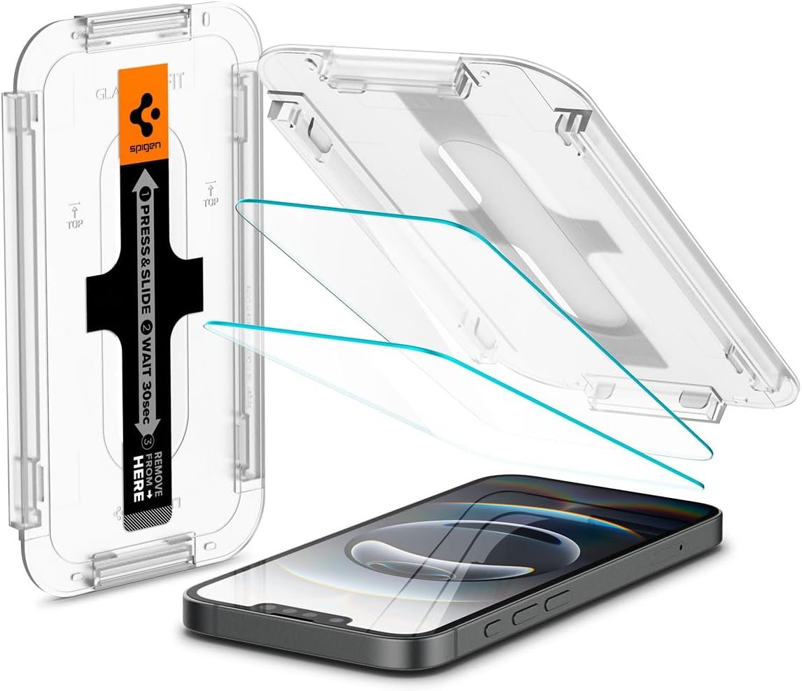 Spigen Tempered Glass Screen Protector [GlasTR EZ FIT] designed for iPhone 16e / iPhone 14 / iPhone 13 Pro/iPhone 13 [Sensor Protection / 2 Pack]
