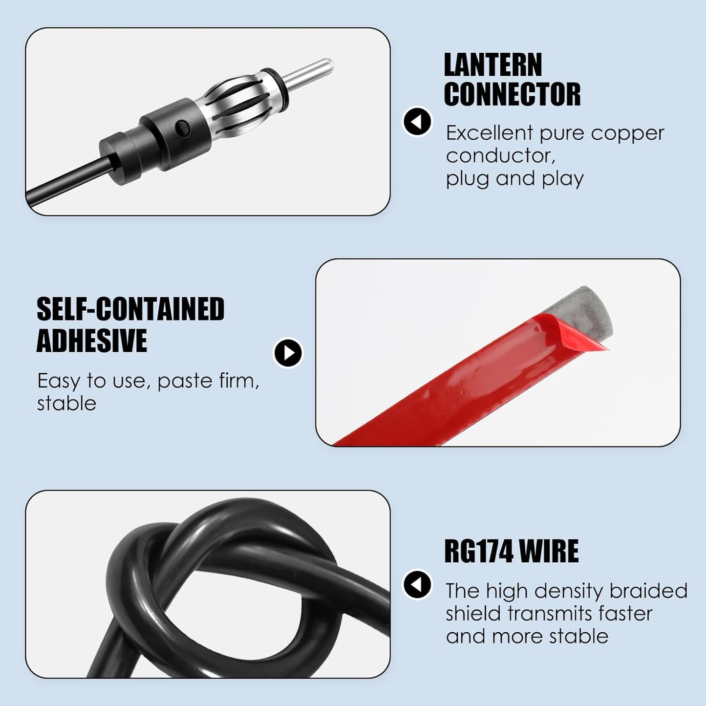 Ant-309 Universal Amplified Electronic Internal Car Radio Antenna Adapter with Adhesive Mount for Car Radio FM AM, AM 520KHz-1710KHz – Compatible with Various Brands