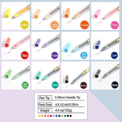 OBE WISEUS Color Gel Ink Pens for Writing,0.38mm Ballpoint,Office & School Stationery Supplies Pens,Minimalistic Japanese Style,12 Count(230-12BS)