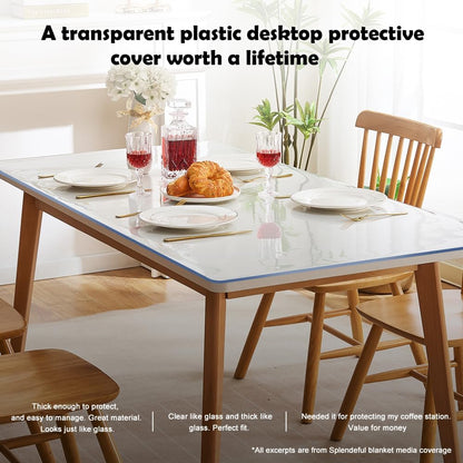 Thick Vinyl Clear Table Cover PVC Mat Pad Plastic Tablecloth 42x64 in Dining Living Room Party Table Top Protector Heavy Duty Easy Clean