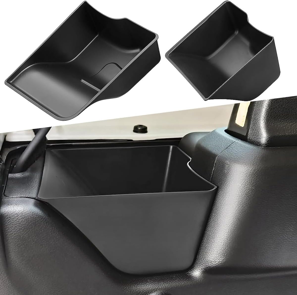 YOCTM Trunk Organizers Tray for 2024 2025 Jeep Wrangler JL JLU 4xe Sports Rubicon Tailgate Rear Cargo Side Storage Box Black Interior Accessories 2-PACK