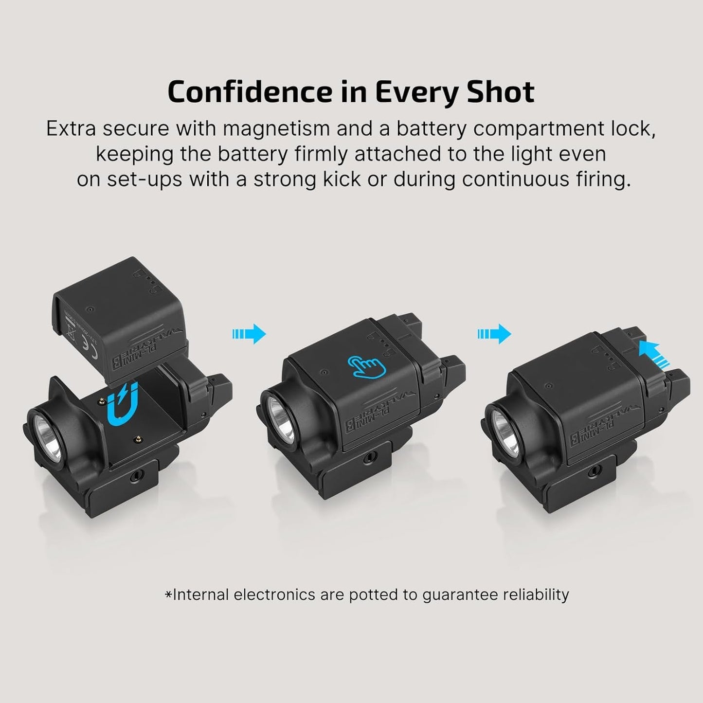 OLIGHT PL-MINI 3 Valkyrie Rail-Mounted Rechargeable Tactical Flashlight with Strobe and Adjustable Rail, 600 Lumens Compact Flashlight Compatible with GL, Hellcat and Pic, Spare Battery Included (BK)