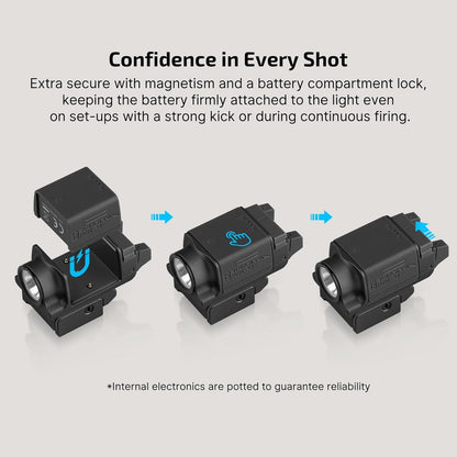 OLIGHT PL-MINI 3 Valkyrie Rail-Mounted Rechargeable Tactical Flashlight with Strobe and Adjustable Rail, 600 Lumens Compact Flashlight Compatible with GL, Hellcat and Pic, Spare Battery Included (BK)