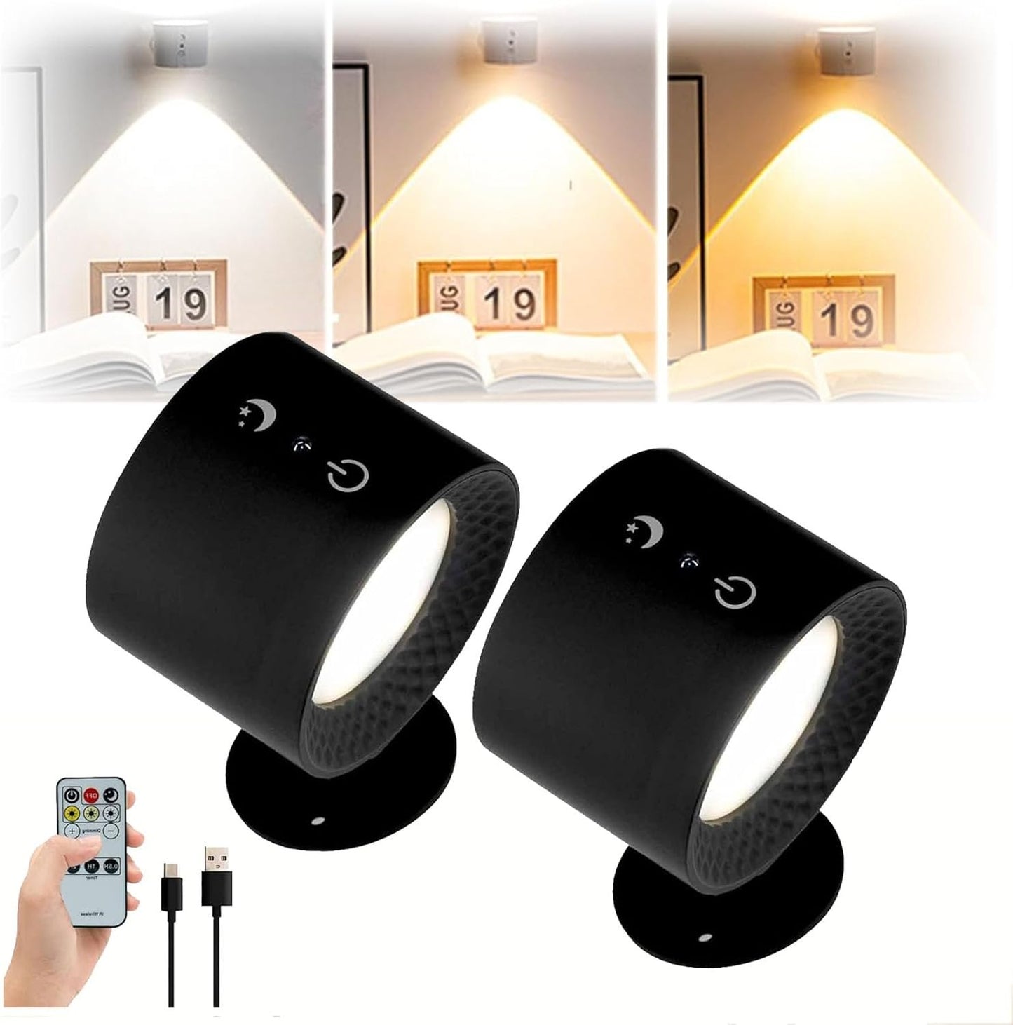 Lights, Glow Right Wall Lights,Smart Lights,Lights Halo,360Â°Rotation Glow Right Indoor Everywhere Light 2.0,Wall Sconce,Glow Right Lights (2SET-Black)