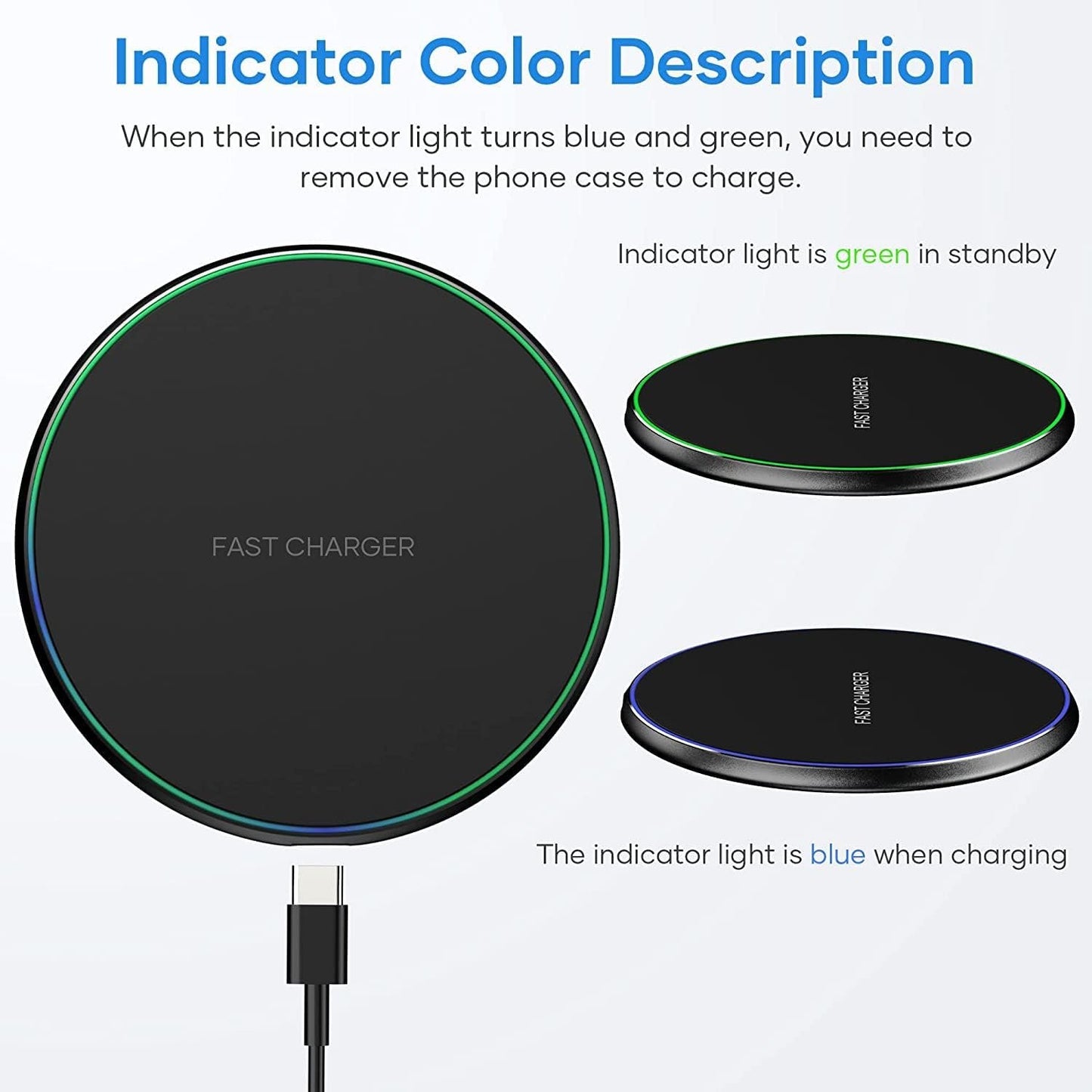 POWERIVER Wireless Fast Charger, Qi Induction Charger Compatible with iPhone 14/15/13/12/11/ Pro/XS Max/XR/XS/X, AirPods 2/3/Pro, Samsung Galaxy S23/S22/S21/S10/S9/S8/Note 20/10
