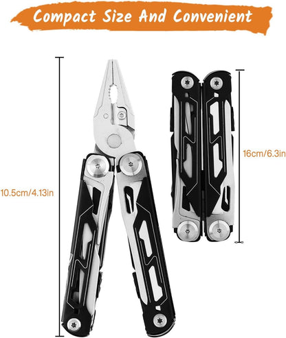 Husgw Dad Birthday Gifts, Father's Day Best Gift, 22 in 1 Multitool Pliers + 11 in 1 Multitool Card, Gifts for Men Camping Multitool Accessories, Multipurpose Tool Plier Pocket Knife Saw Screwdrivers
