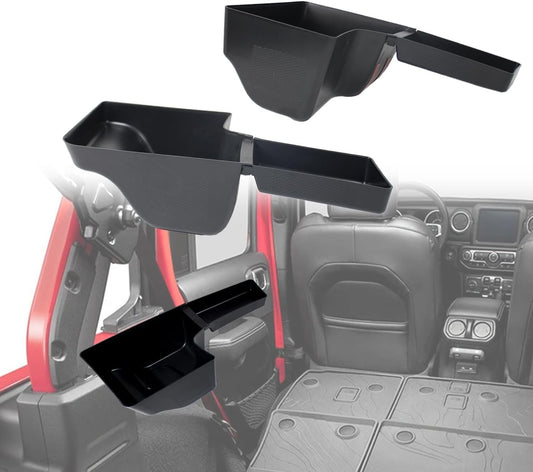 KAKABAS Rear Wheel Well Storage Bin Compatible with Wrangler 2018-2023 JL JLU 4 Door(Not fit 2 Door), Trunk Organizer Storage Tray Cargo Side Box Jeep Wrangler Black 2PCS(Left & Right)