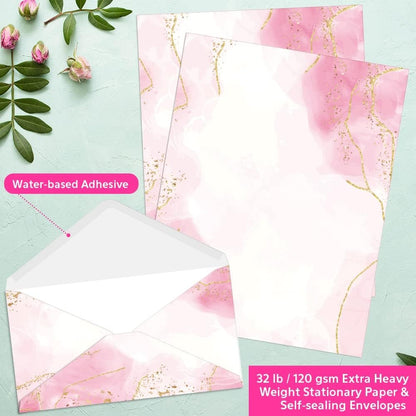 Paper Master Stationary Paper with Envelopes Set - Marble Stationery Paper Set with Letter Writing Paper-Letter Size (8.5 x 11 In), 36 Sheets + 24 Envelopes