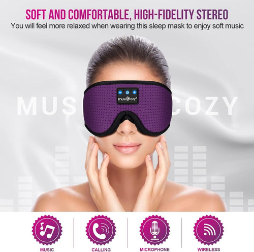 MUSICOZY Sleep Headphones Bluetooth Headband Breathable 3D Sleeping Headphones, Wireless Music Eye Mask Sleep Earbuds for Side Sleepers Women Office Air Travel Cool Tech Gadgets Unique Gifts