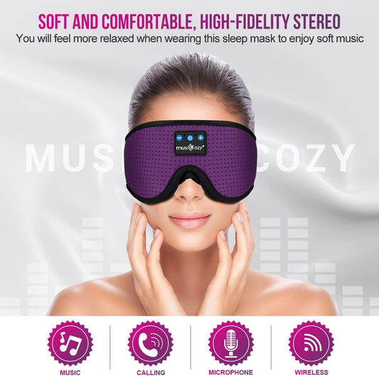 MUSICOZY Sleep Headphones Bluetooth Headband Breathable 3D Sleeping Headphones, Wireless Music Eye Mask Sleep Earbuds for Side Sleepers Women Office Air Travel Cool Tech Gadgets Unique Gifts
