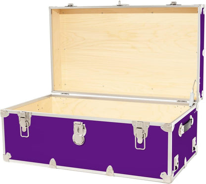 Rhino Trunk & Case Large Leather Embossed Vinyl Trunk, Summer Camp, College, Storage 32"x18"x14" (Purple)