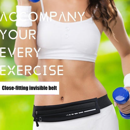 Slim Running Belt Fanny Pack, Adjustable Reflective Phone Holder Runners Waist Pouch Belt for Workout, Money Belt Running Gift Gear Accessories (Black)