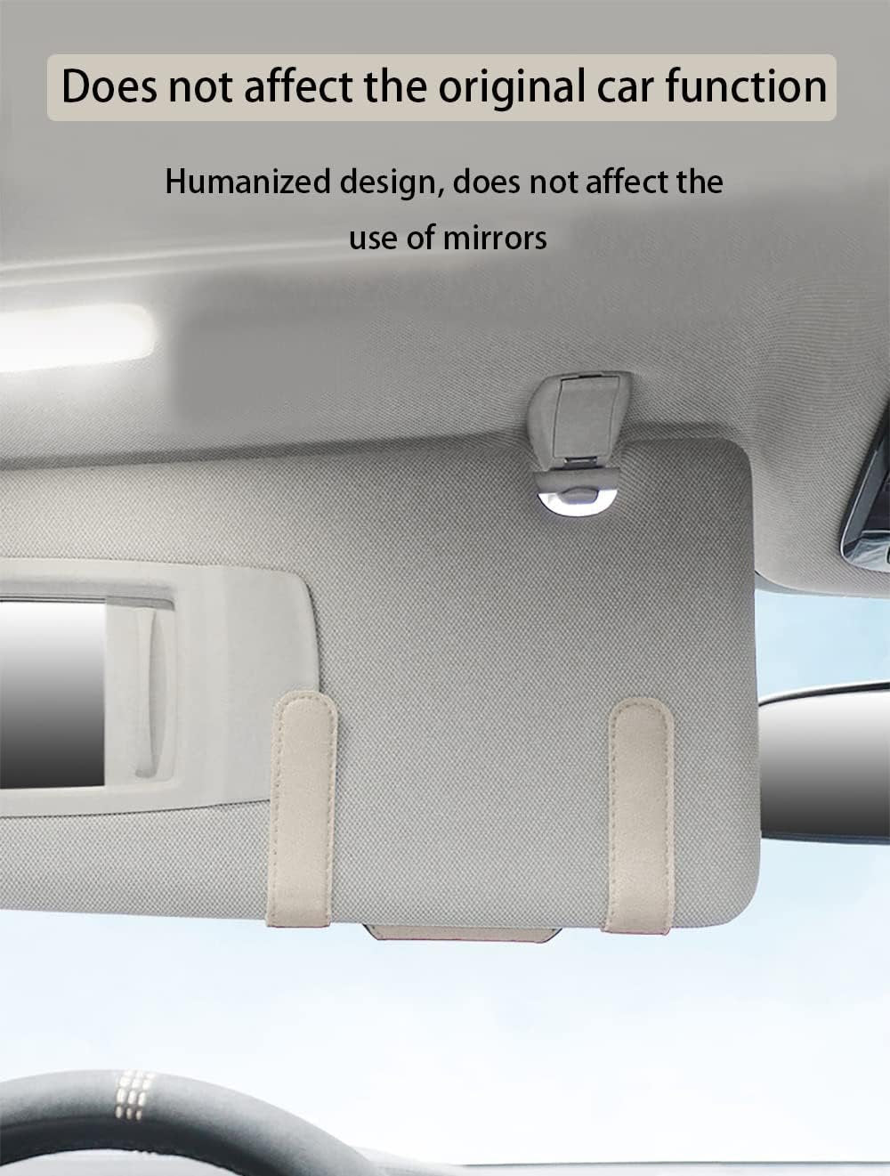 HABONG Leather Car Glasses Holder, Car Visor Leather Glasses Case with Magnetic Clip, Car Interior Visor Accessories, Visor Accessories Glasses Holder Glasses Organizer (Beige)