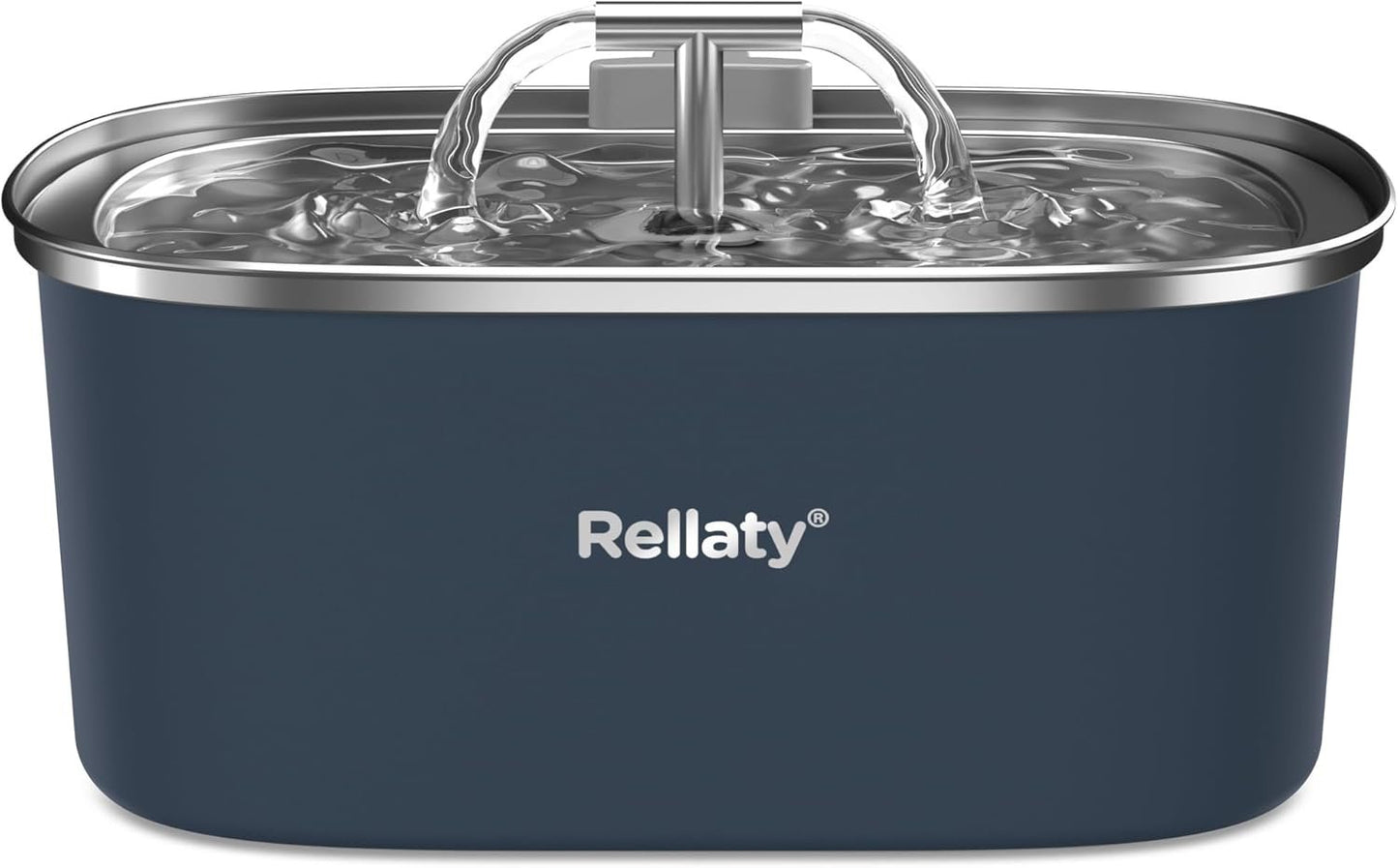 Cat Water Fountain Stainless Steel: 3.2L/108oz Pet Fountain Water Bowl Automatic Drinking Dispenser Cat Feeding & Watering Supplies, Ultra-Quiet Pump & Replacement Filter for Cats Inside(Navy)