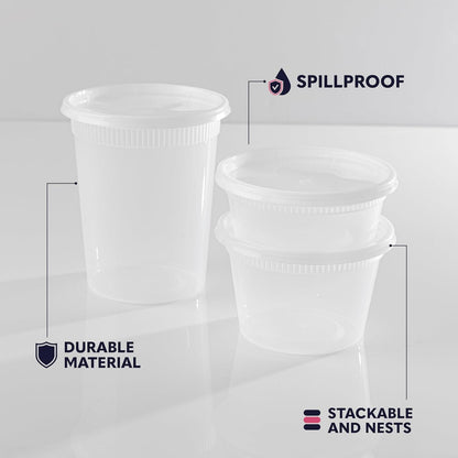 Food Storage Containers With Lids - [18 Pack] - (8, 16 & 32 Oz) - Plastic Deli Containers Variaty Pack - Soup Containers With Airtight Lids - Microwave, Freezer & Dishwasher Safe