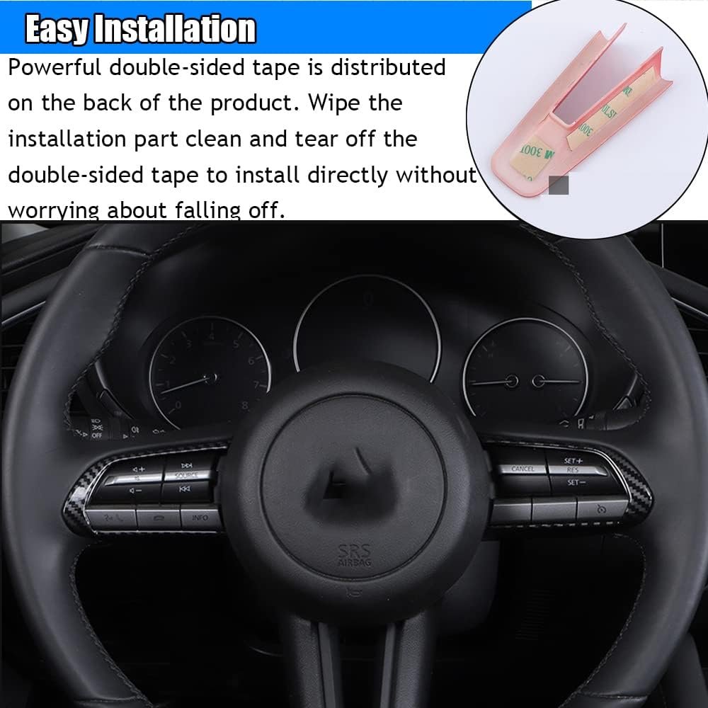 Kakash Custom Interior Accessories for Mazda 3 2019 2020 2021 2022 2023 CX-30 CX-50 MX-30 ABS Auto Steering Wheel Buttons Sequins Cover Trim Decoration Panel Moulding 4Pcs/Set(Carbon Fiber Style)